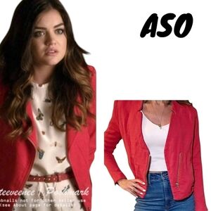 ASO Aria Montgomery Pretty Little Liars Alternative Red Motto Jacket Sz 8